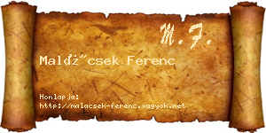 Malácsek Ferenc névjegykártya